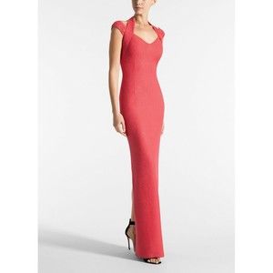 ST. JOHN Pink Links Rhinestone Sequin Tweed Knit Halter Cutout Gown 6 NWT